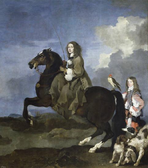 Bourdon, Sebastien Queen Christina of Sweden on Horseback Germany oil painting art